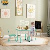 Green 3 Pieces Kids Table and Chairs, Height Adjustable Toddler Table and Chair Set - 2 of 4