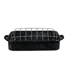 Granite Ware 19-Inch Roasting Pan With V-Rack - Nonstick Rectangular Roaster for Poultry, Baking, Broiling, Grilling - Durable Cookware, Made of Steel - 1 of 1