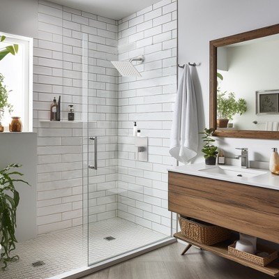 MAYEERTY Shower Faucet With Storage Rack Rain Shower Head Shower with single spray shower head Shower Faucet Set Complete Brushed Nickel