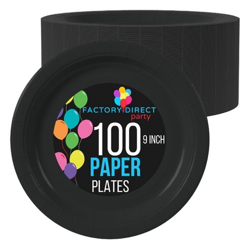 Exquisite Black Paper Plates 9 Inch Disposable Plates - 100 Ct. : Target