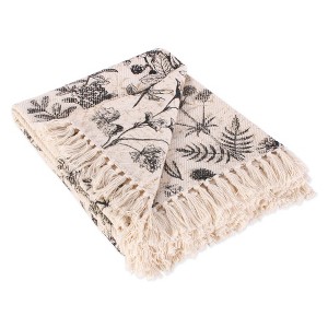 Botanical Printed Throw - Design Imports: Cotton, Hypoallergenic, Machine Washable, 50x60 inches - 1 of 4