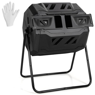 Costway Tumbling Composter 40 Gallon Garden Rotating Compost Bin w/Dual Chamber