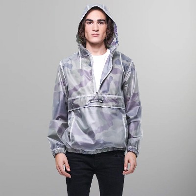 Members Only Mens Printed Camo Transluscent Pullover Half Zip Layering Jacket