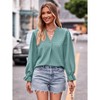 Women Boho Long Sleeve Shirts Dressy Casual v Neck Fall Fashion Tops Dot Flowy Blouses - 3 of 4