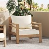 Christopher Knight Home Barnaby Outdoor Acacia Wood Slat Design Upholstered Club Chair, Beige - 2 of 4