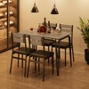 5 Pieces Metal Frame Square Dining Table Set with 4 Chairs for Home, Office, Restaurant, Easy Clean - 3 of 4