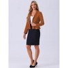 INSPIRE CHIC Women's Vintage Shawl Collar Long Sleeve Ruffle Hem Work Short Blazer - 4 of 4