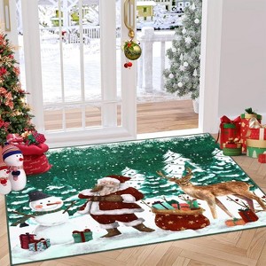 Christmas Rugs 2x3 Washable Entryway Rug Soft Non-Slip Christmas Doormat Kitchen Rug Xmas - 1 of 4