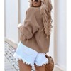 Womens Rib Knit Cardigna Latern Sleeve Open Front Swetaer Cardigan Drop Shoulder Color Block Chunky Cardigans for Women - 2 of 4