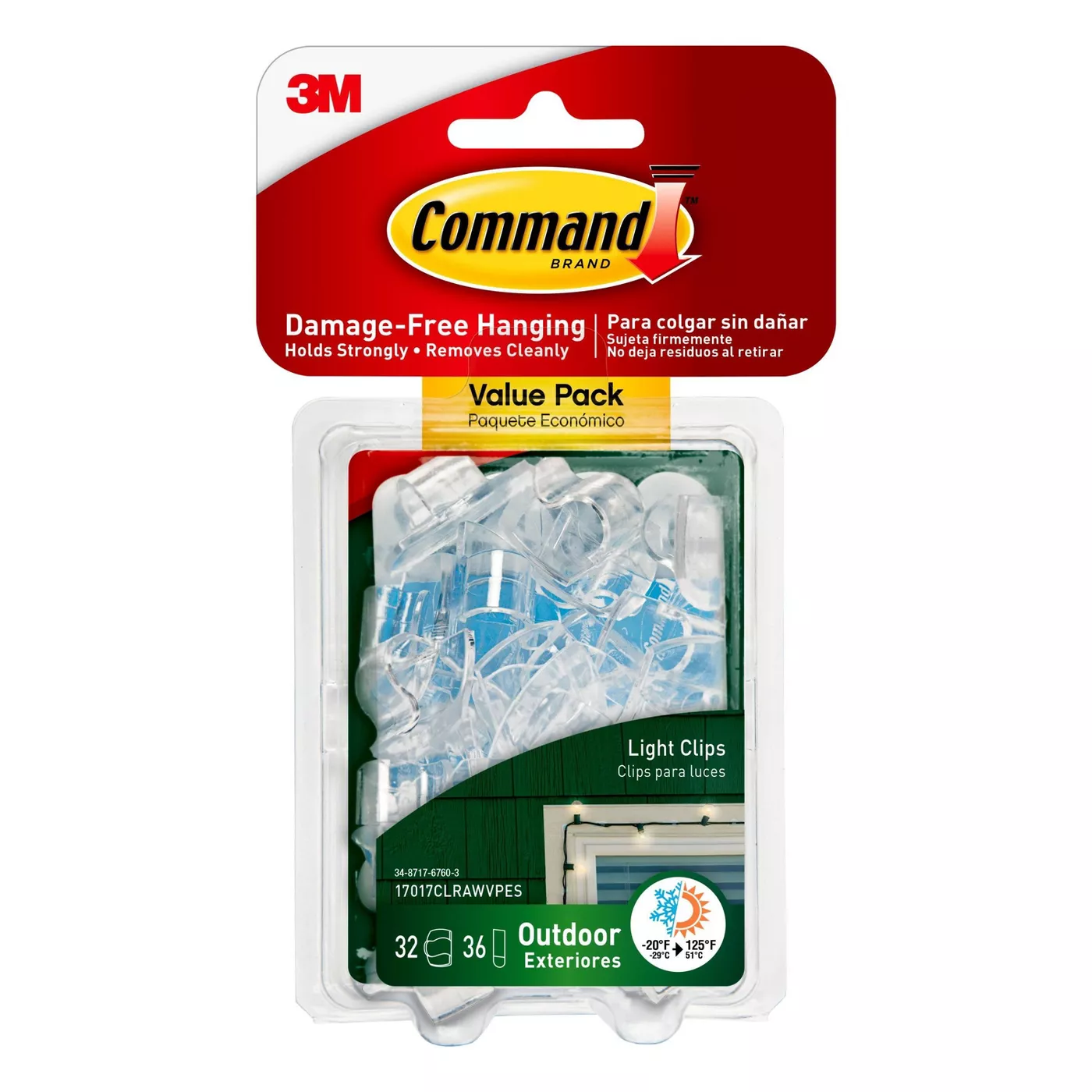 Command Outdoor Light Clips with Foam Strips Clear - image 1 of 3