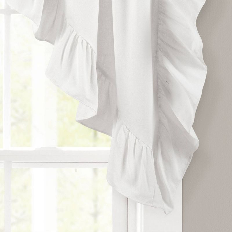 2pk 34&#34;x38&#34; Linen Ruffle Curtain Panels White - Lush D&#233;cor, 5 of 7
