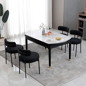 DYHOME Boucle Dining Chairs Set of 4, Mid Century Modern Kitchen Chairs with Curved Backrest and Metal Legs - 1 of 4