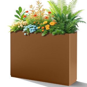 TUYOHW Metal Planter Box, Rectangular Planter Box with Drainage Holes, Large Planters with Removable Shelf for Outdoor Plants, Black - 1 of 4