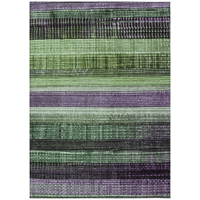 HomeRoots 10' X 14' Purple And Green Striped Washable Indoor Outdoor Area Rug