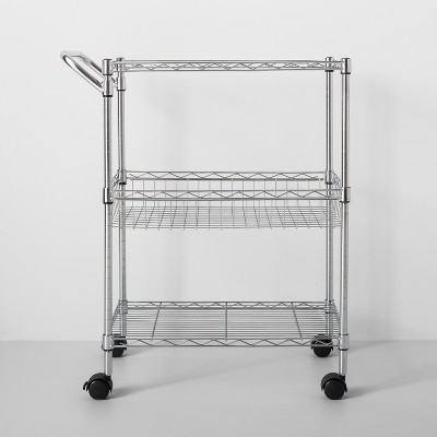 3 Tier Utility Cart with Wheels and Handle Chrome - Made By Design™