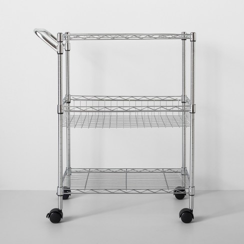 3 Tier Utility Cart With Wheels And Handle Chrome Made By Design Target