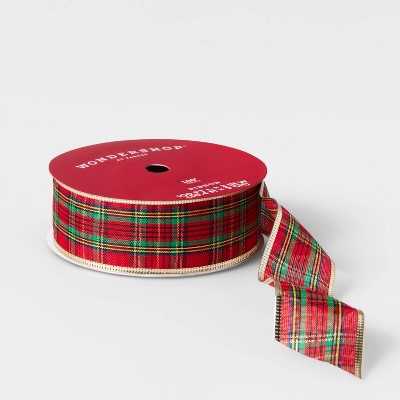 2" Plaid Ribbon Red/Green/Gold 100ft - Wondershop™