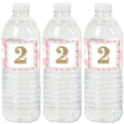 Big Dot of Happiness 2nd Birthday Girl - Two Much Fun - Second Birthday Party Water Bottle Sticker Labels - Set of 20