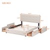 Queen Size Upholstered Bed with Storage Drawers & Tufted Headboard, Linen Frame Bed for Bedroom-Baofuwish - 4 of 4