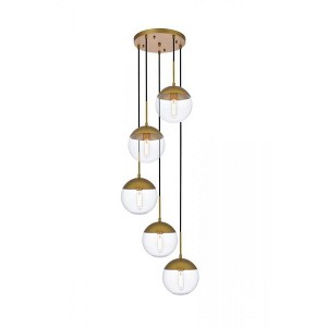 Elegant Lighting Eclipse 5 Lights Brass Pendant With Clear Glass - 1 of 4