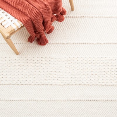 Ivory Handwoven Wool Flatweave Area Rug, 3' x 5'