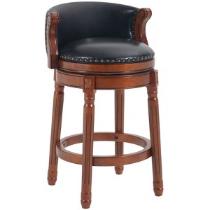 Sapphtopaz 1PC Bar Stools Cow Top Leather 360 Degree Swivel High Chair with Nailhead and Backs, Counter Height Stools for Kitchen Island - 1 of 4