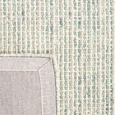 Ivory and Green Abstract Hand-Tufted Wool Square Rug, 4' x 4'