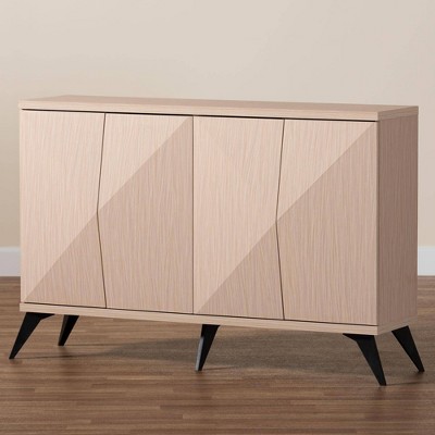 Draper Light Brown and Black Wood 4-Door Sideboard Buffet