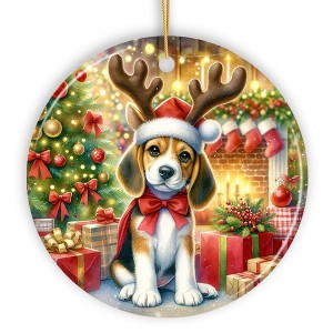 Cozy Fireplace Beagle Ornament, Snuggly Canine Christmas Gift and Decor| OrnamentallyYou - 1 of 4