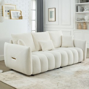 NicBex Couches for Living Room 39.7" Cloud Couch Teddy Upholstered 1 Seater Sofa Couch Modern Lounge Chair with 2 Throw Pillows for Apartment - 1 of 4