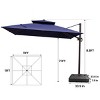 Pellebant 10.5FT Square Double Top Cantilever Umbrella Set Outdoor 360° Rotation 6 Heights Adjustable Offset Umbrella with Base - 2 of 4