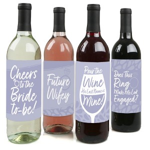 Big Dot of Happiness Purple Elegantly Simple - Wedding or Bridal Shower Guest Party Favors Decorations  - Wine Bottle Label Stickers - Set of 4 - 1 of 4
