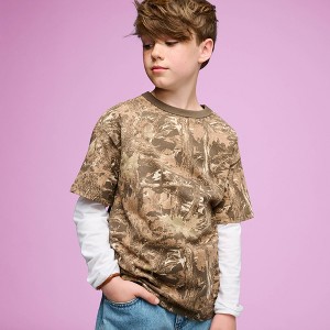Boys' Short Sleeve 100% Cotton Camo Printed Relaxed Fit T-Shirt