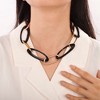Statement Choker Necklace for Women - Black Chunky Oval Acrylic Bead Paperclip Chain, Gothic Halloween Jewelry - 2 of 4