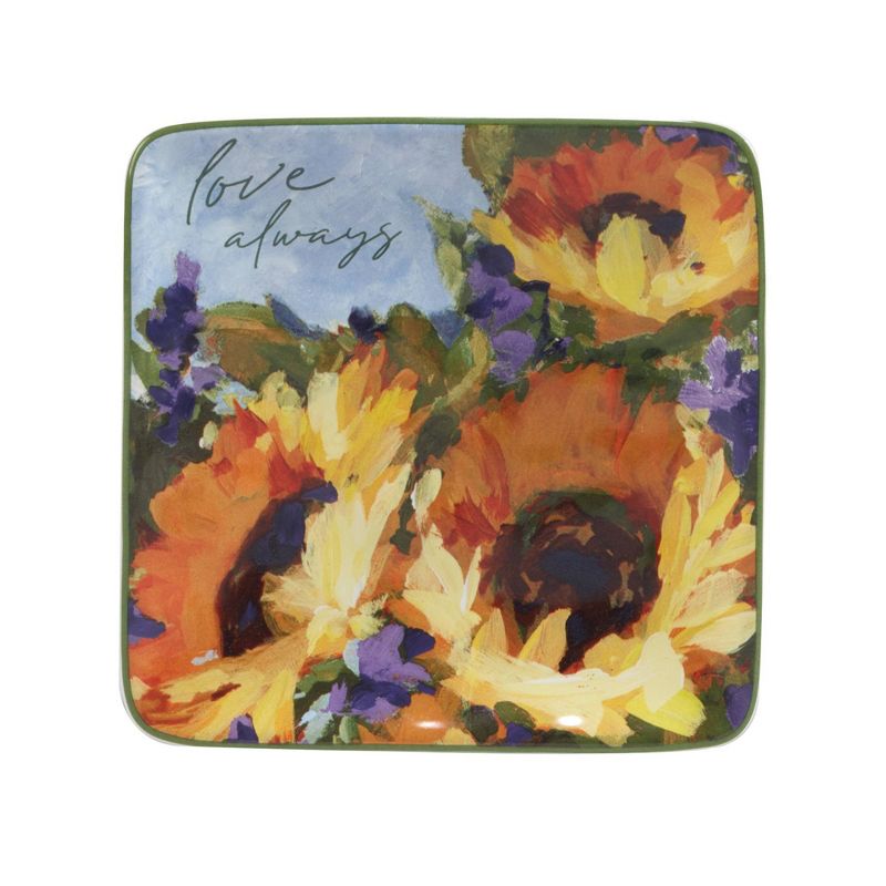 Set of 4 Sunflower Bouquet Assorted Canape/Dining Plates - Certified International, 5 of 7