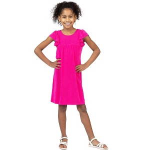 24sevenkid Girls Ruffle Cap Sleeve Knee Length Babydoll Dress - 1 of 4