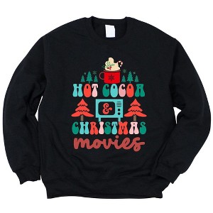 Simply Sage Market Women's Graphic Sweatshirt Retro Hot Cocoa Mug And Christmas Movies - 1 of 2