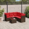 vidaXL 6 Piece Patio Sofa Set with Cushions Brown Poly Rattan - 2 of 4