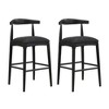 QingMoon Wooden Bar Stools Set of 2, Pebble Fabric Counter Height Chairs with Footrest and Contoured Back for Kitchen Island and Dining Room - 2 of 4