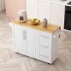 Kitchen Island Cart with 2 Door Cabinet and Three Drawers,43.31 Inch Width with Spice Rack,Towel Rack - 2 of 4