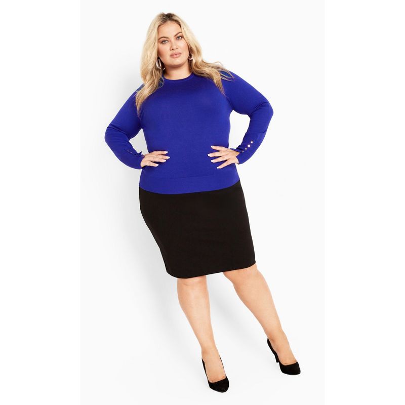 Women's Plus Size Lara Button Sweater - cobalt | AVENUE, 2 of 7