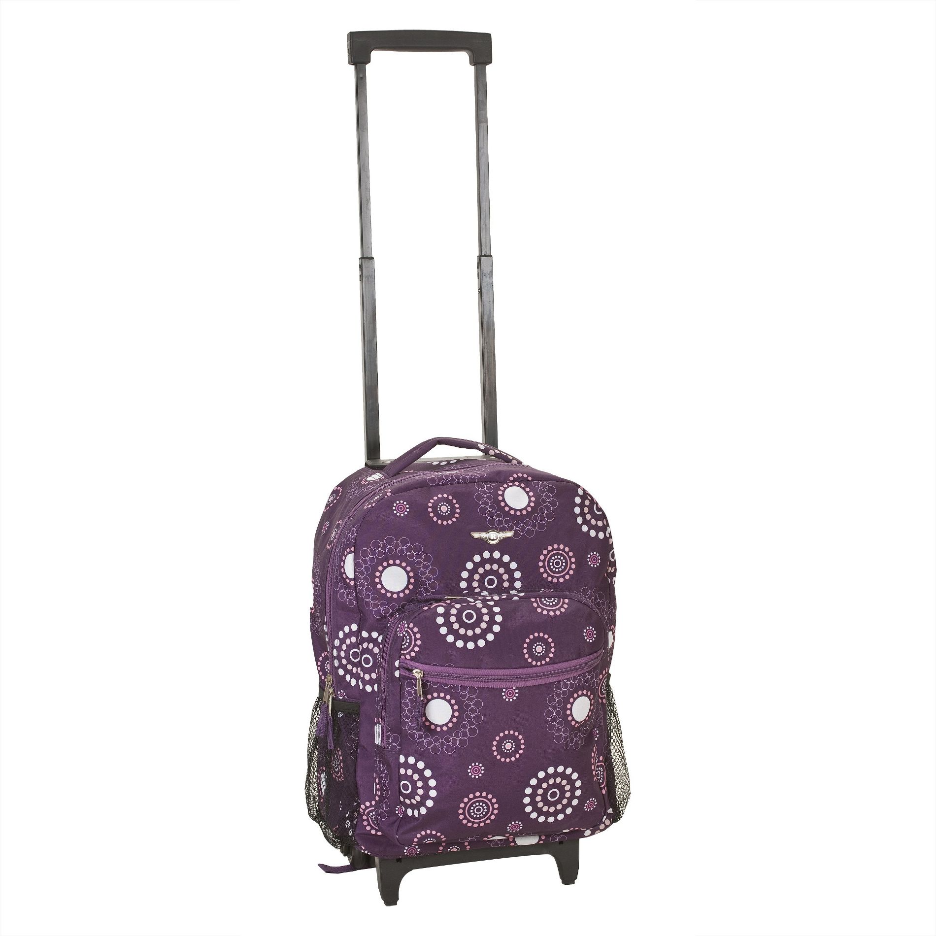Rockland Roadster Rolling 17" Backpack - Purple/White