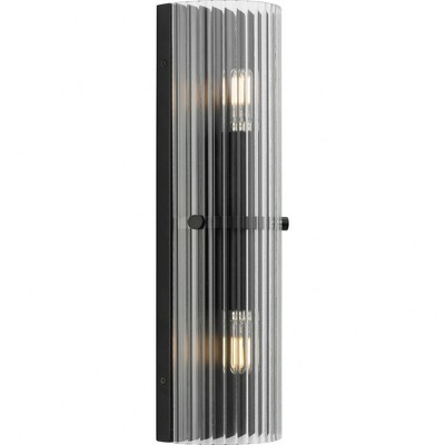 Matte Black and Glass 18" Direct Wired Wall Sconce
