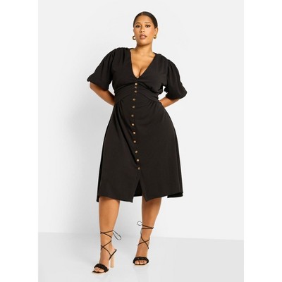 Rebdolls Women's Nila Button Detail Skater Midi Dress
