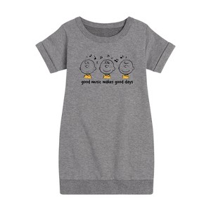 - Peanuts - Good Music Good Days Graphic Short Sleeve Fleece Dress - 1 of 4