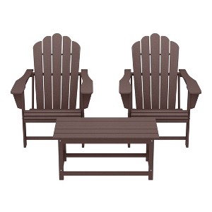WestinTrends Highland 3-Piece Adirondack Chairs with Cup Holders and Coffee Table Set - 1 of 4