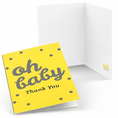 Big Dot of Happiness Hello Little One - Yellow and Gray - Neutral Baby Shower Thank You Cards (8 count)