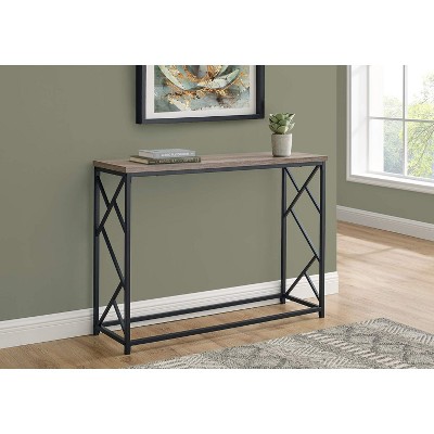Taupe and Black Metal Rectangular Entryway Console Table