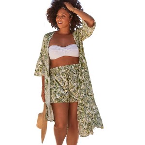 Swimsuits for All Women's Plus Size Taylor Open Front Duster - 1 of 4