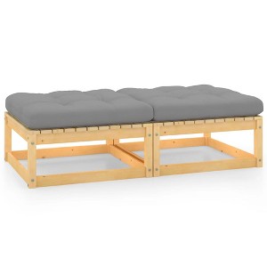 vidaXL Patio Footstools with Cushions 2 pcs Solid Wood Pine - 1 of 4